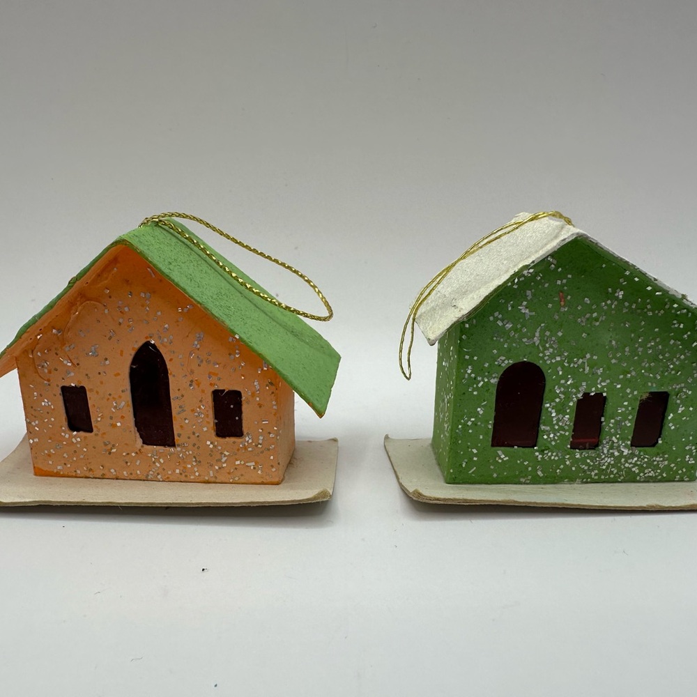 Vintage Christmas Putz house ornaments
